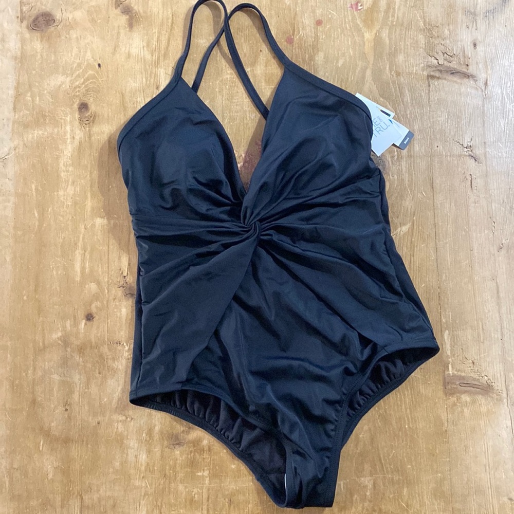 NWT Time and Tru Black Bikini bottom one piece bathing suit